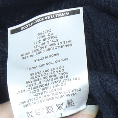 Lyle & Scott Men's Blue Cable-Knit Pullover Jumper L