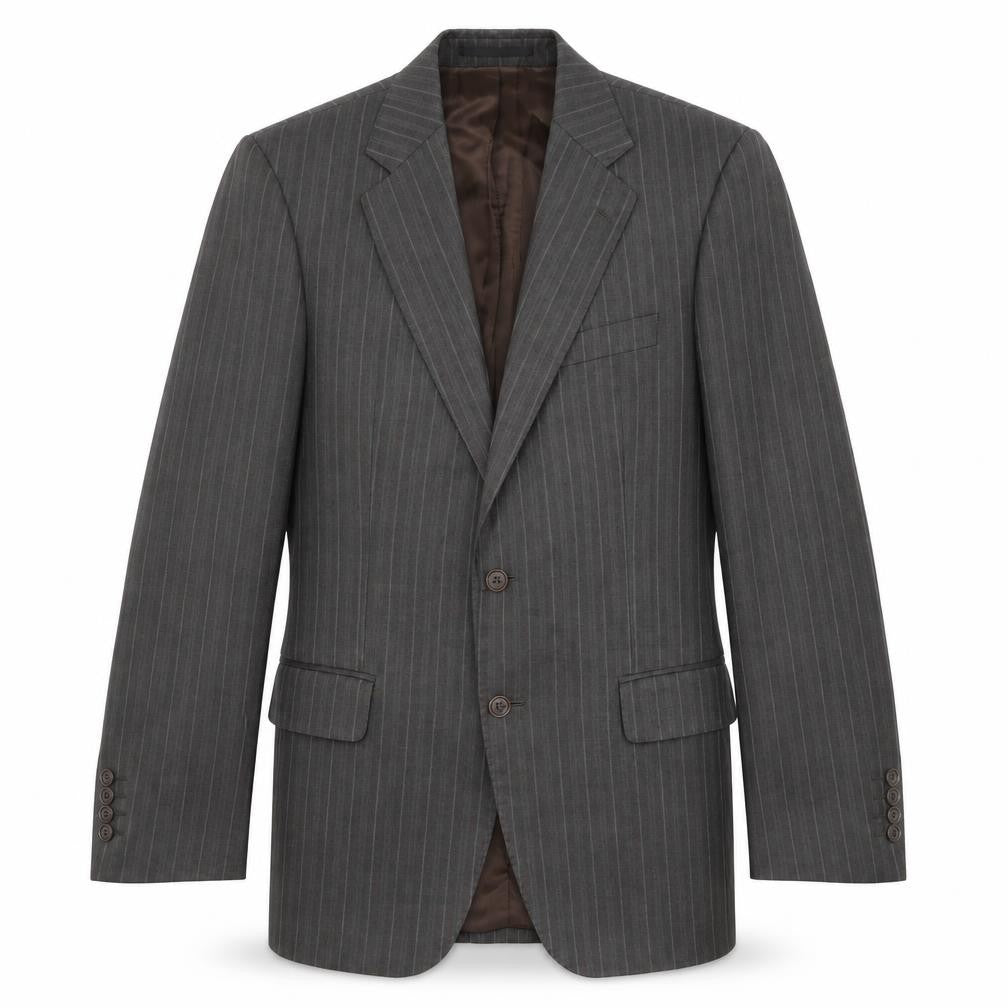 Front view of Magee Men's Brown Striped Blazer 38 Regular Fit