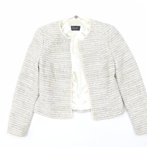 Marks and Spencer Women's Grey Striped Blazer Size 10