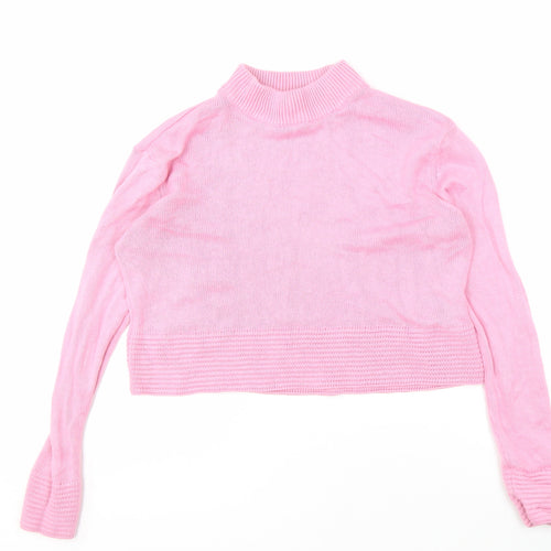 Topshop Women's Pink High Neck Pullover Jumper