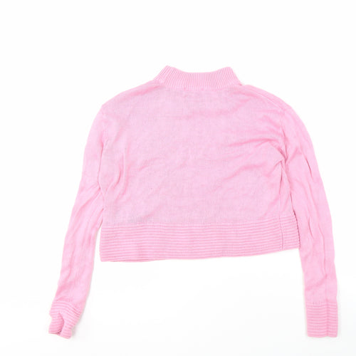 Topshop Women's Pink High Neck Pullover Jumper