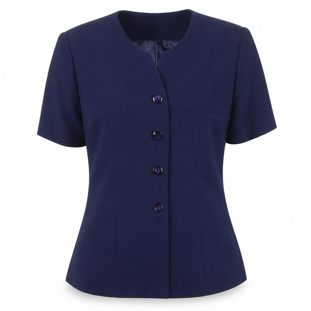 Front view of Kasper Women's Blue Blazer, size 10, Short Sleeve