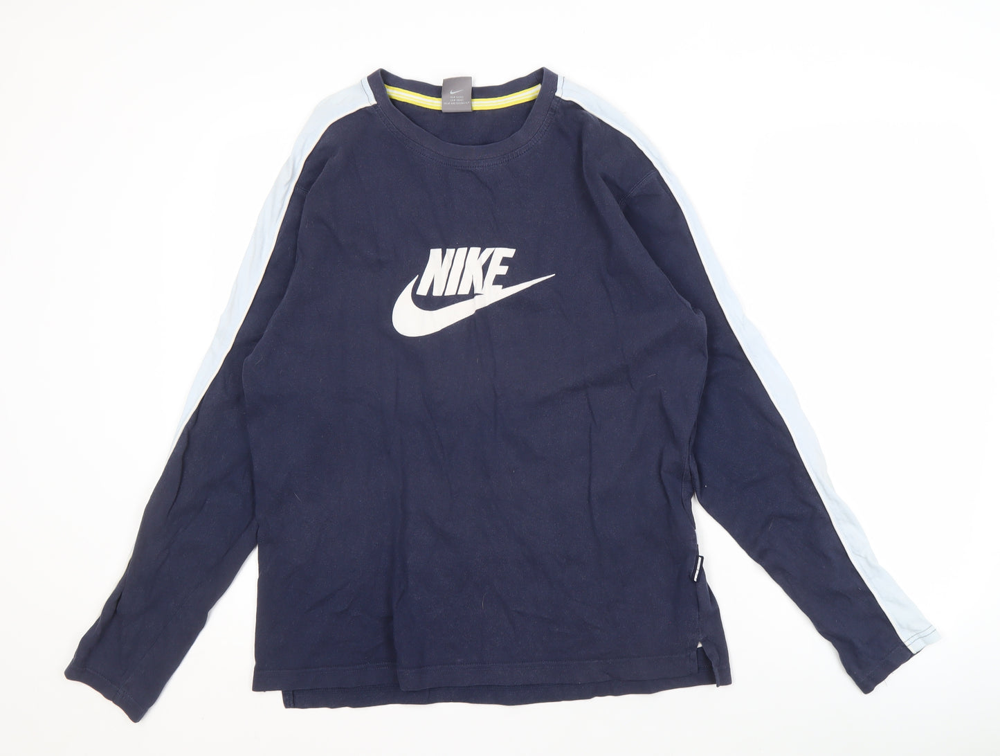 Nike Men's Blue Long Sleeve Cotton T-Shirt Size L