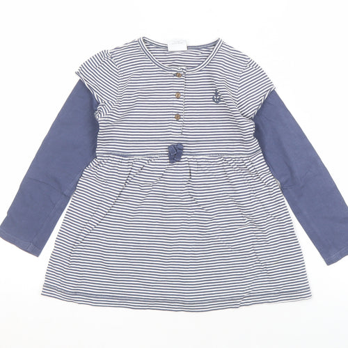 Next Girls Blue Striped Dress Shirt 4-5 Years