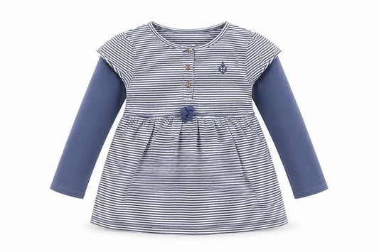 Front view of Next girls’ blue striped dress shirt 4-5 years