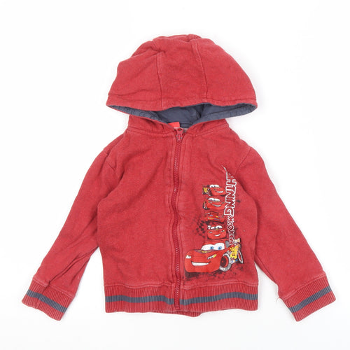 Tesco Boys Red Cars Full Zip Hoodie 2-3 Years