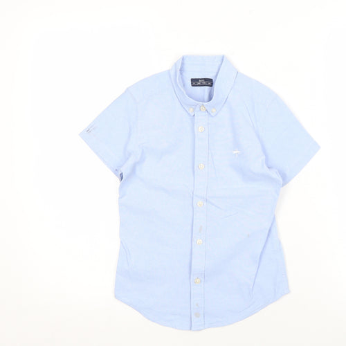 Matalan Boys Blue Button-Up Short Sleeve Shirt, Size 7 Years