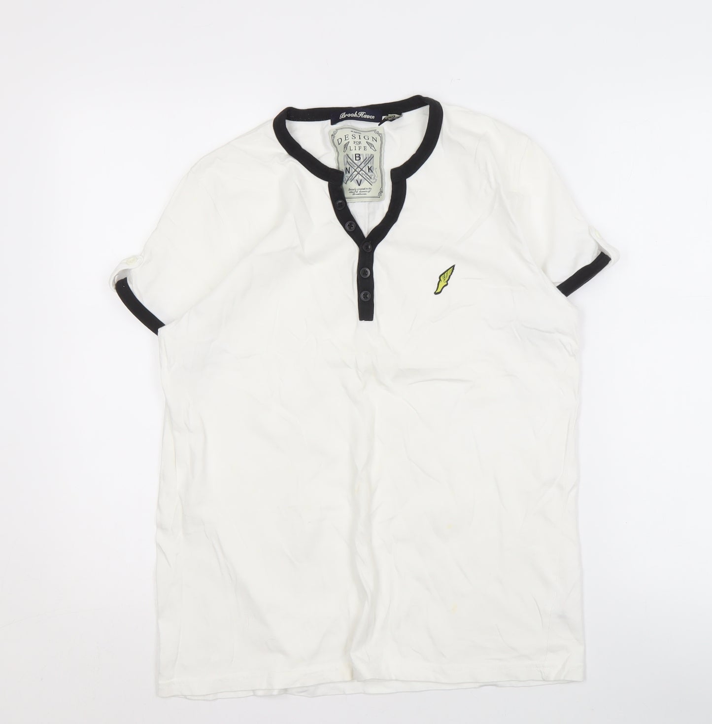 Good For Nothing Men's White Henley T-Shirt S