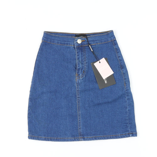 PrettyLittleThing Women's Blue Denim Skirt, Size 6