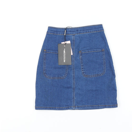 PrettyLittleThing Women's Blue Denim Skirt, Size 6