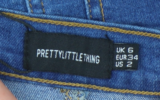 PrettyLittleThing Women's Blue Denim Skirt, Size 6