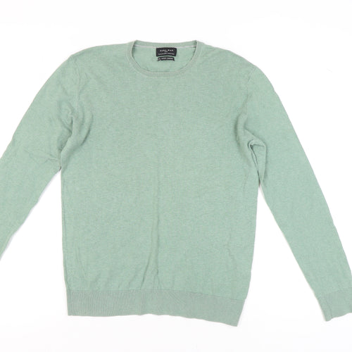 Zara Men Green Crew Neck Silk Cotton Cashmere Jumper M