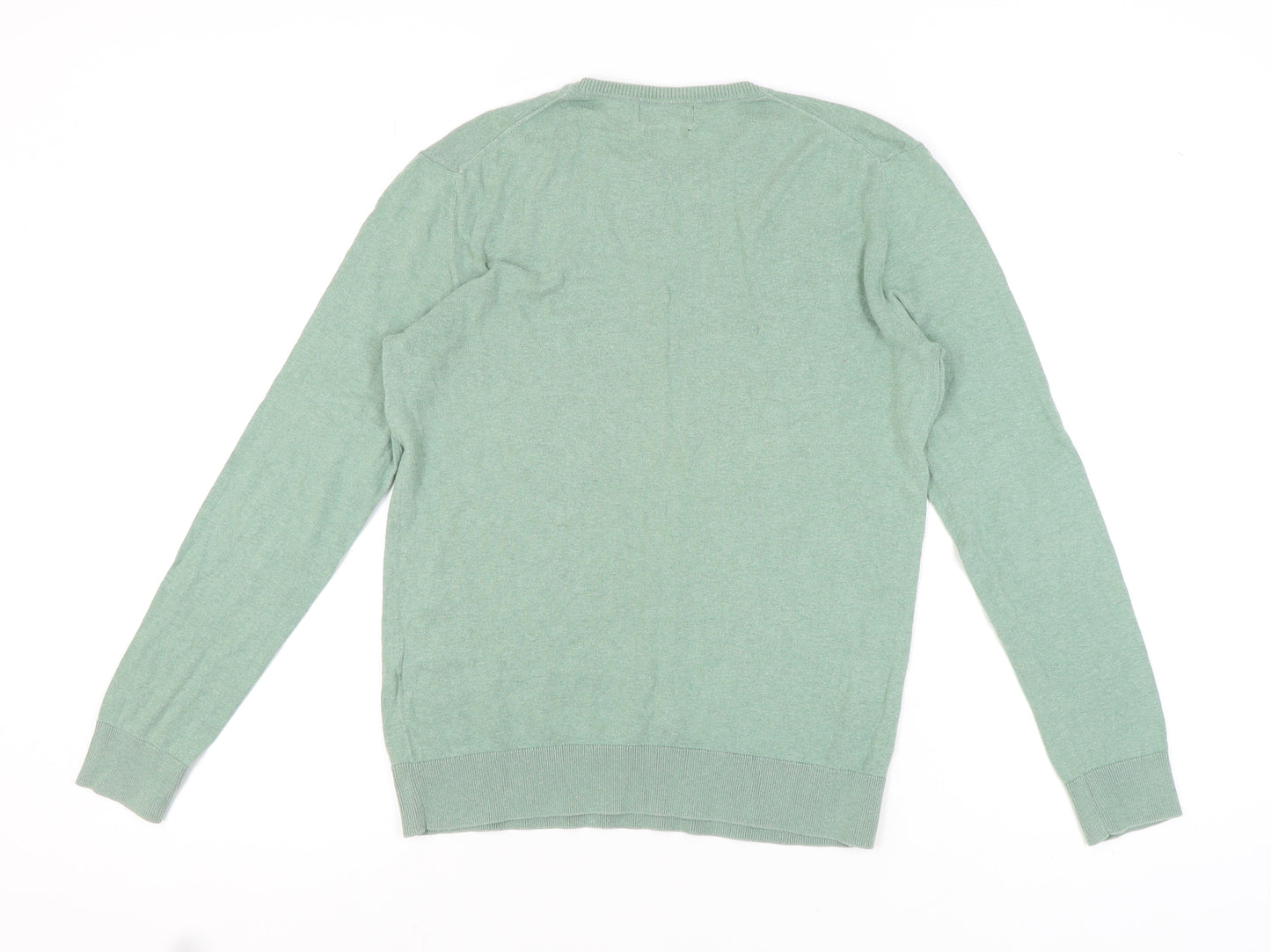 Zara Men Green Crew Neck Silk Cotton Cashmere Jumper M
