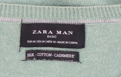 Zara Men Green Crew Neck Silk Cotton Cashmere Jumper M