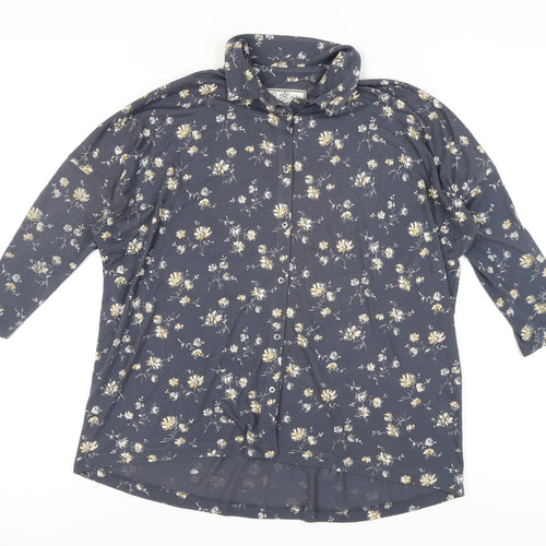 Fat Face Women's Blue Floral Button-Up Top Size 10
