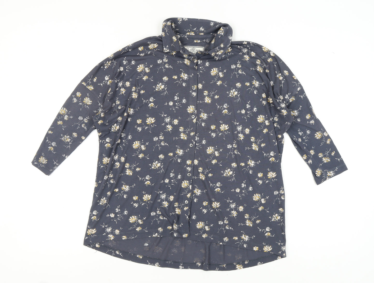 Fat Face Women's Blue Floral Button-Up Top Size 10