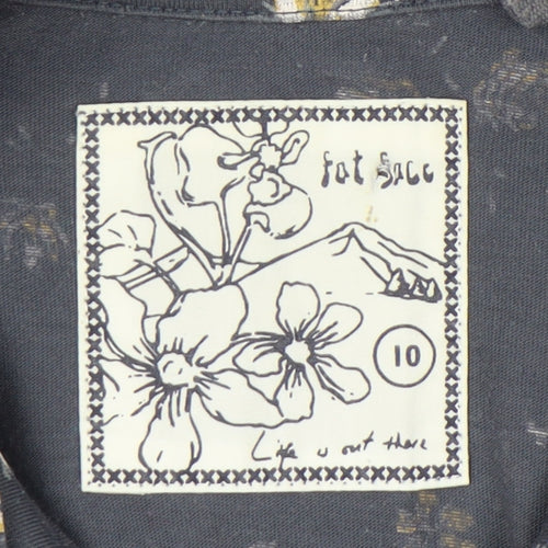 Fat Face Women's Blue Floral Button-Up Top Size 10