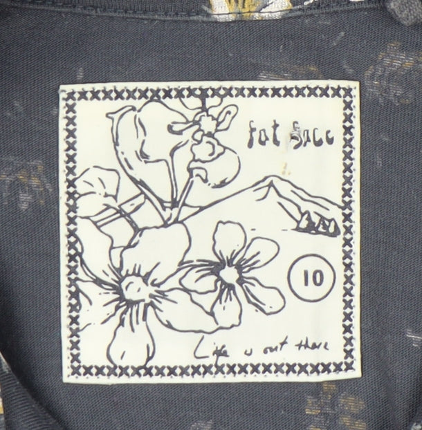Fat Face Women's Blue Floral Button-Up Top Size 10