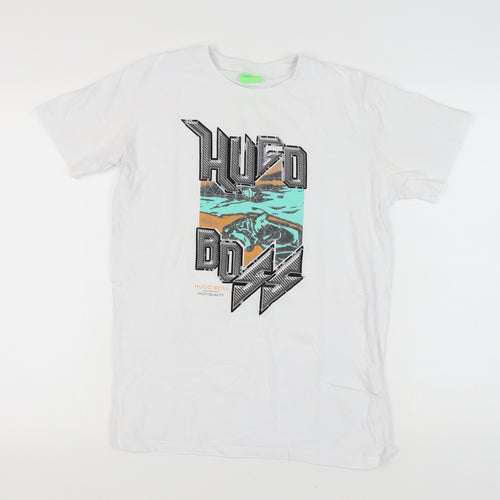 Hugo Boss Men's White Graphic Print T-Shirt, Size S