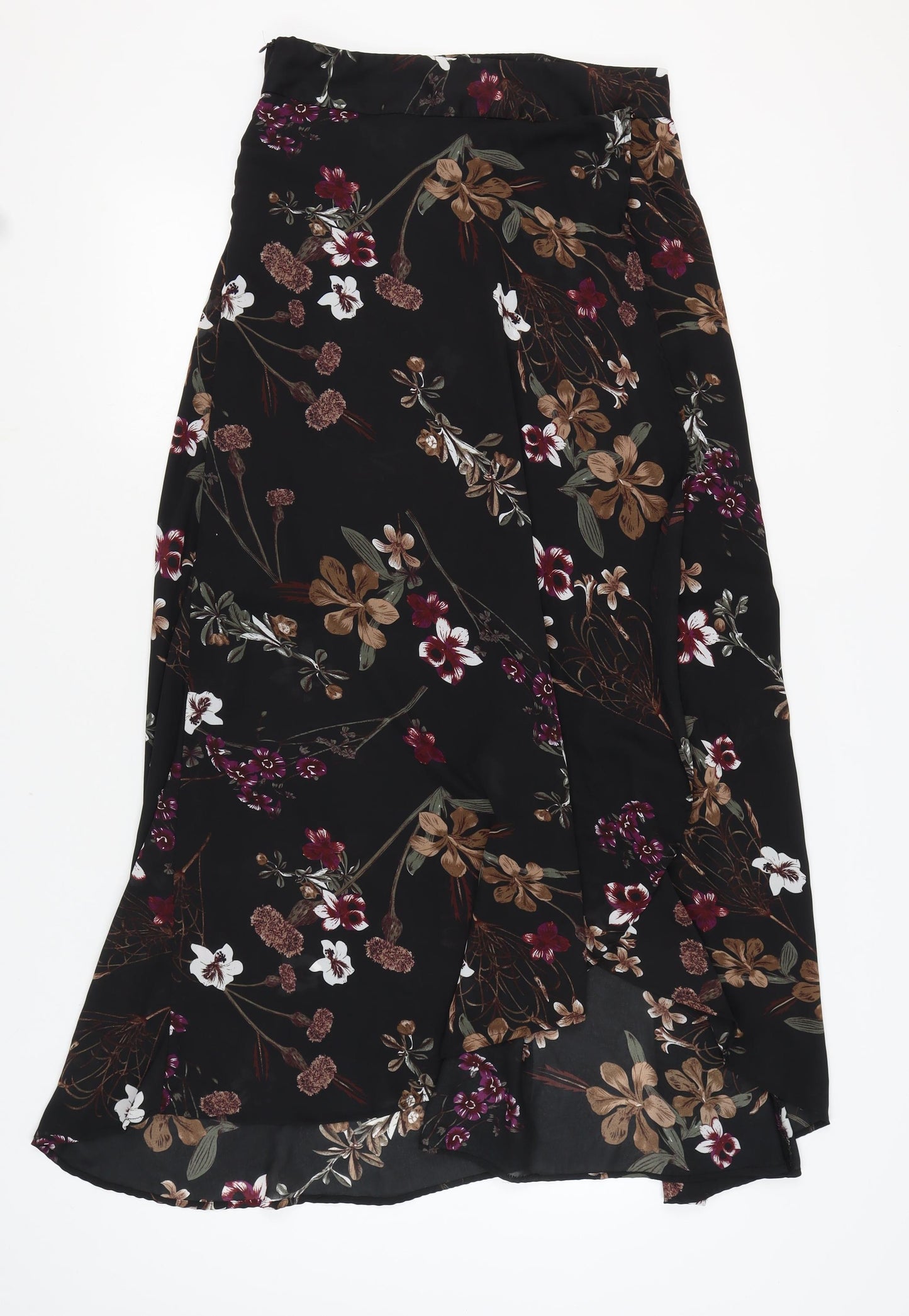 Oeuvre Women's Floral A-Line Midi Skirt, Size 14, Black