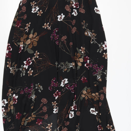 Oeuvre Women's Floral A-Line Midi Skirt, Size 14, Black