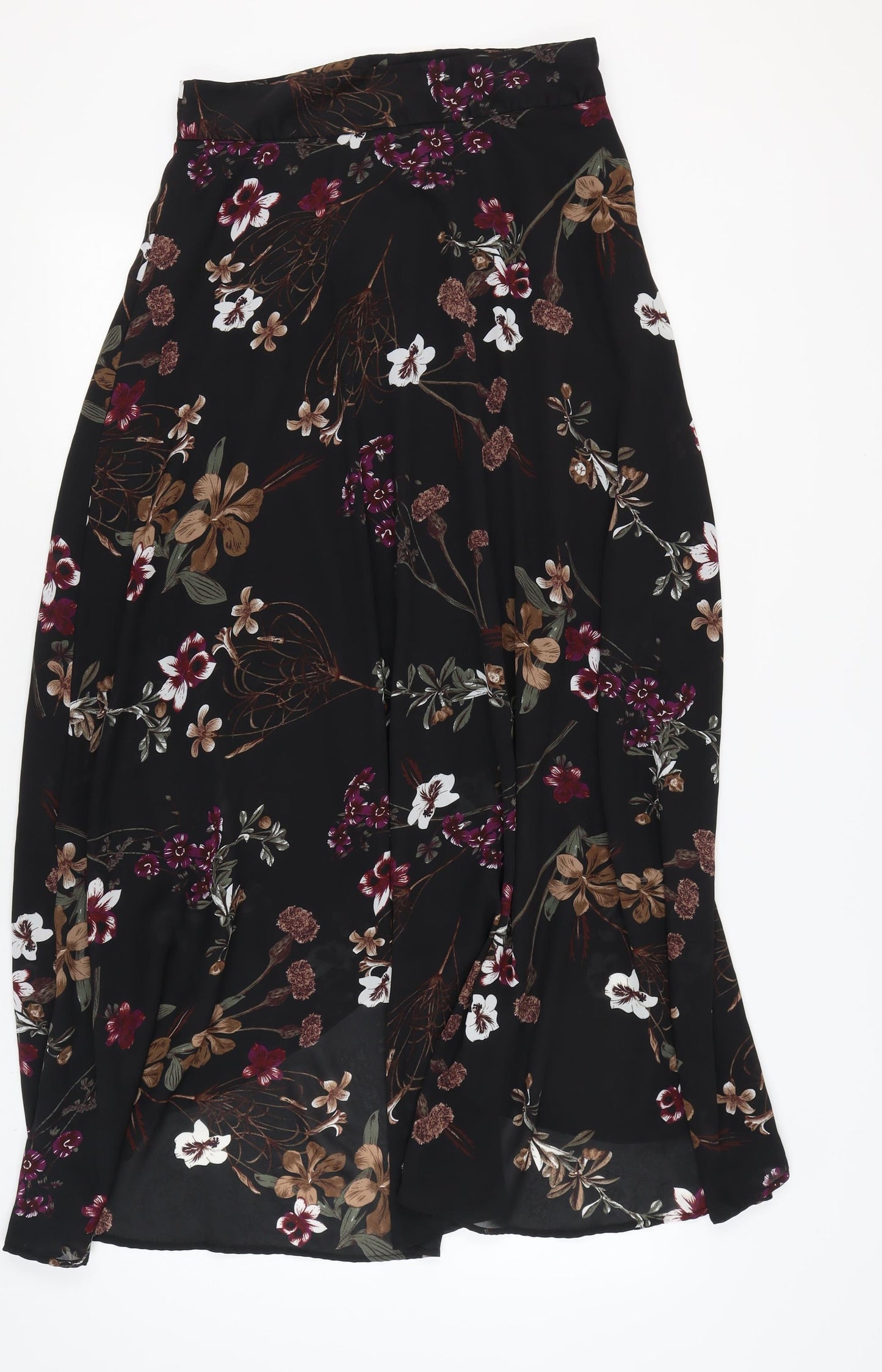 Oeuvre Women's Floral A-Line Midi Skirt, Size 14, Black