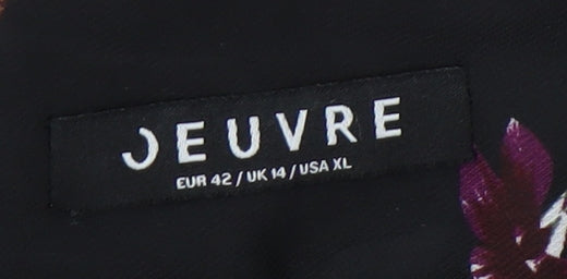 Oeuvre Women's Floral A-Line Midi Skirt, Size 14, Black