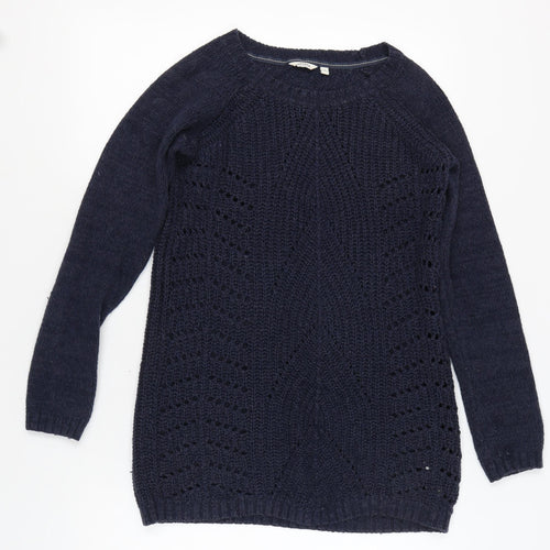 FatFace Women's Blue Open-Knit Pullover Jumper Size 10