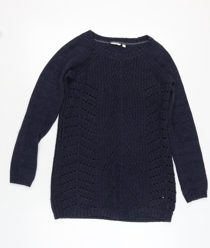 FatFace Women's Blue Open-Knit Pullover Jumper Size 10