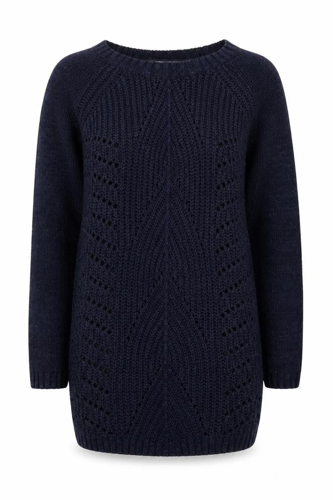 Front view of FatFace Women's Blue Open-Knit jumper, size 10
