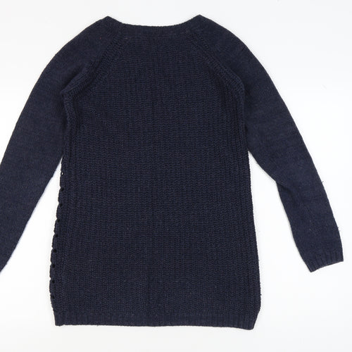 FatFace Women's Blue Open-Knit Pullover Jumper Size 10