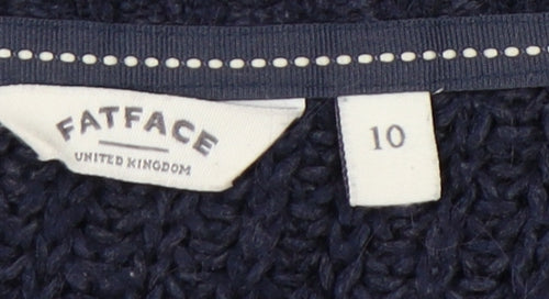 FatFace Women's Blue Open-Knit Pullover Jumper Size 10