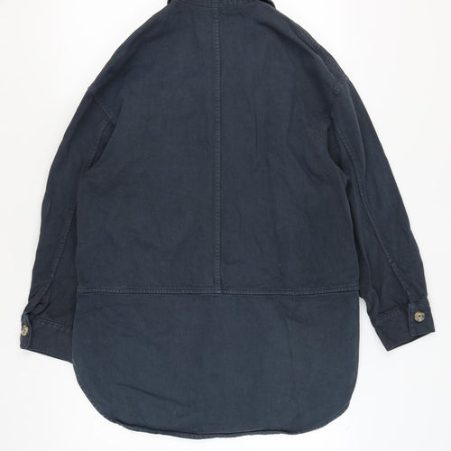 Zara Women's Black Long Cotton Jacket Casual S