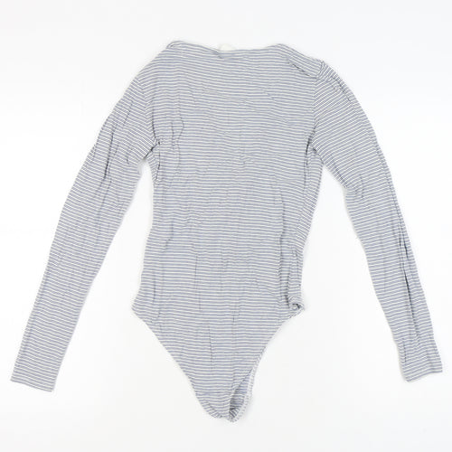 H&M Women's Grey Striped Bodysuit, Size S