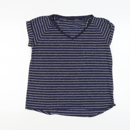 Marks and Spencer Women's Blue Striped T-Shirt, Size 14