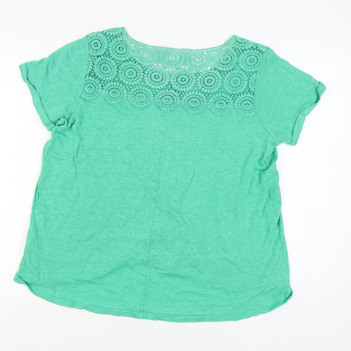 Lands' End Women's Green Linen Tee, Petites L