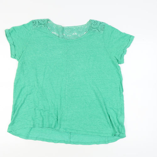 Lands' End Women's Green Linen Tee, Petites L