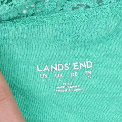 Lands' End Women's Green Linen Tee, Petites L