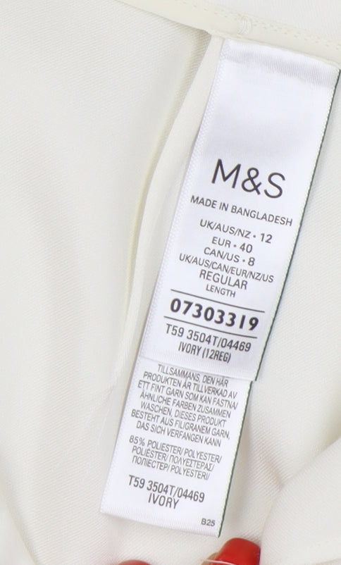 Marks & Spencer Women's Ivory Wide-Leg Trousers - Size 12
