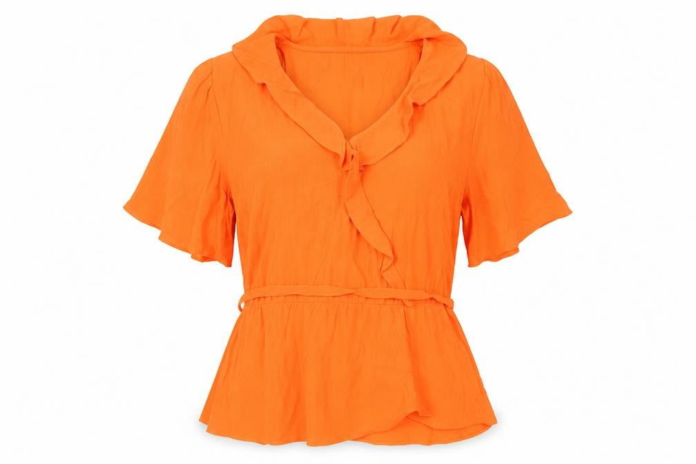 Front view of Marks & Spencer Women's Orange Blouse, size 14, Viscose