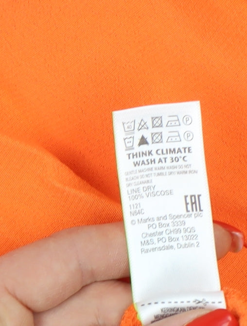 Marks and Spencer Women's Orange Blouse, Size 14, Viscose