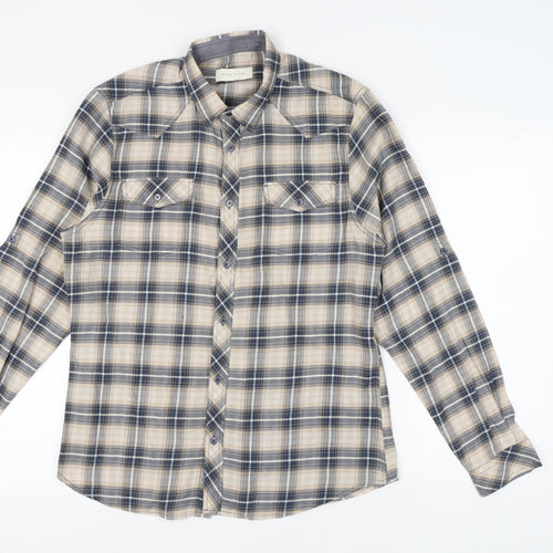 River Island Men's Blue Plaid Flannel Shirt M