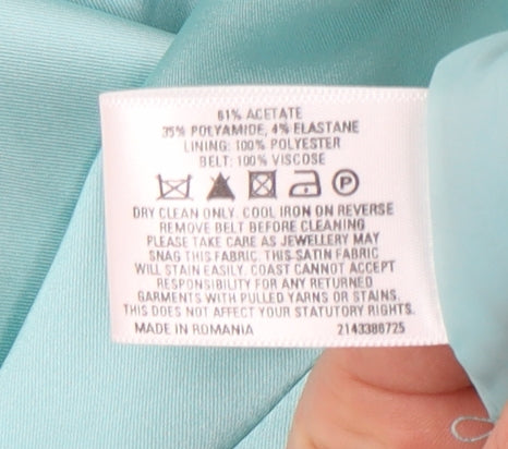 Coast Women's Blue Sheath Dress Size 12 V-Neck Cocktail