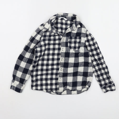 Marks and Spencer Boys Black & White Check Shirt 5-6 Years