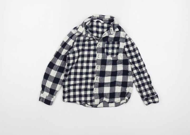 Marks and Spencer Boys Black & White Check Shirt 5-6 Years