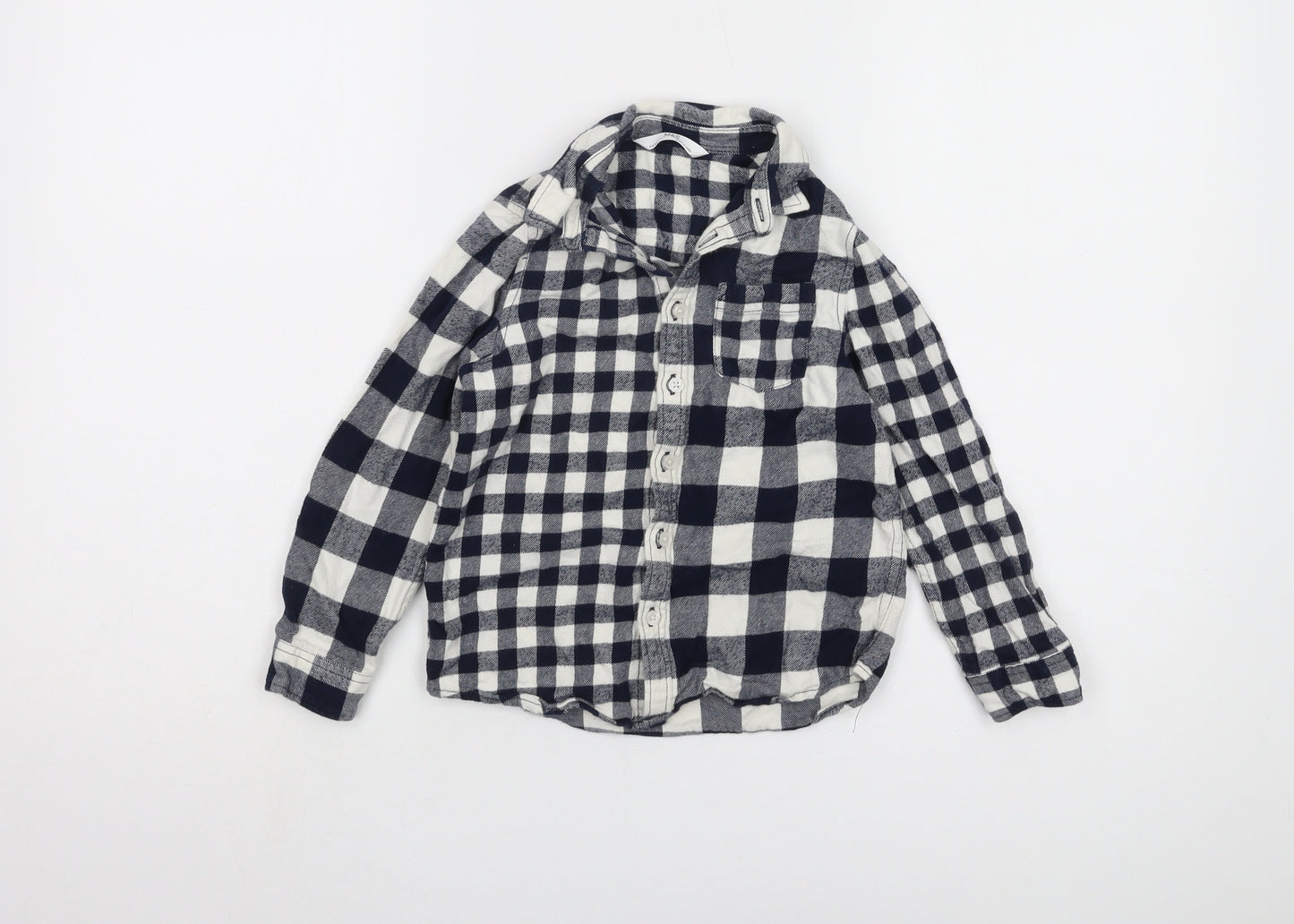 Marks and Spencer Boys Black & White Check Shirt 5-6 Years
