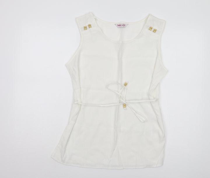 Bonmarché Women's White Sleeveless Tank Top