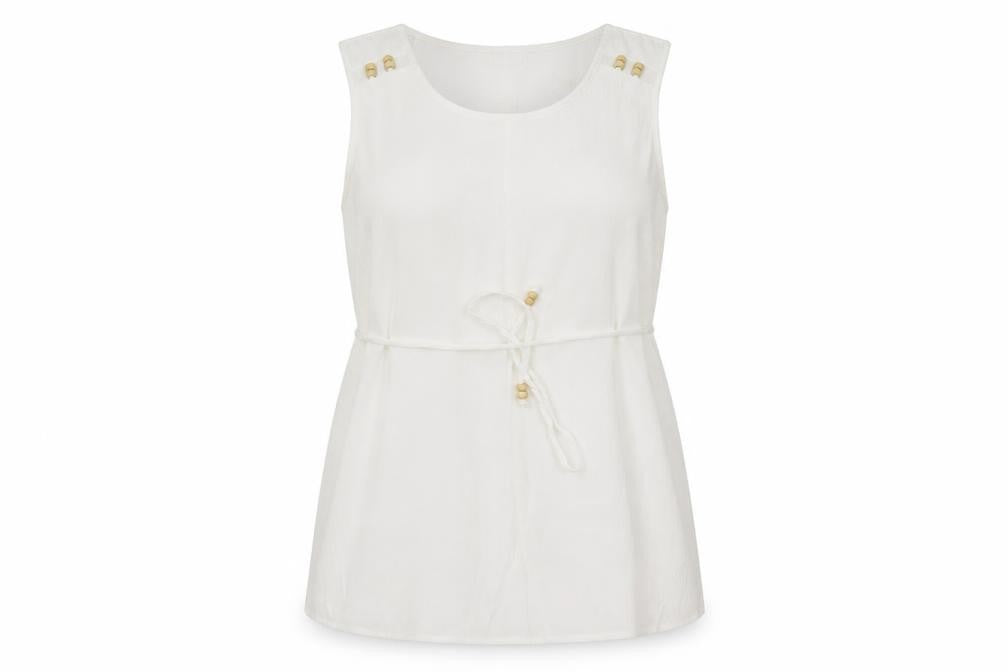 Front view of Bonmarché Women's White Sleeveless Tank Top