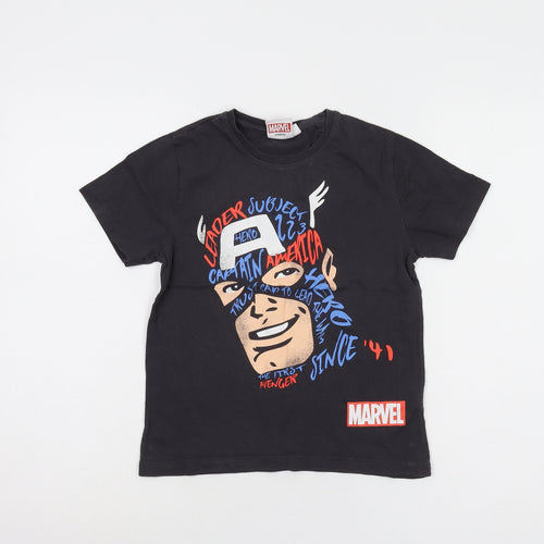 Marvel Black Captain America Boys T-Shirt 7-8 Years