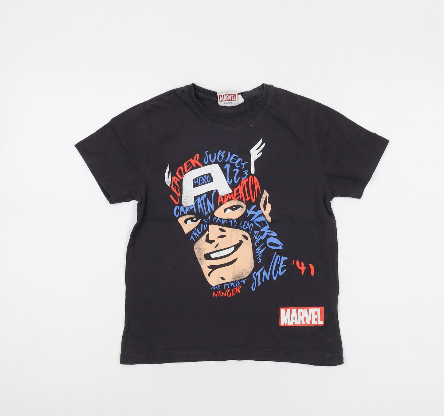 Marvel Black Captain America Boys T-Shirt 7-8 Years